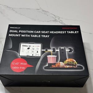Black Car Seat Headrest Tablet Mount with Table Tray